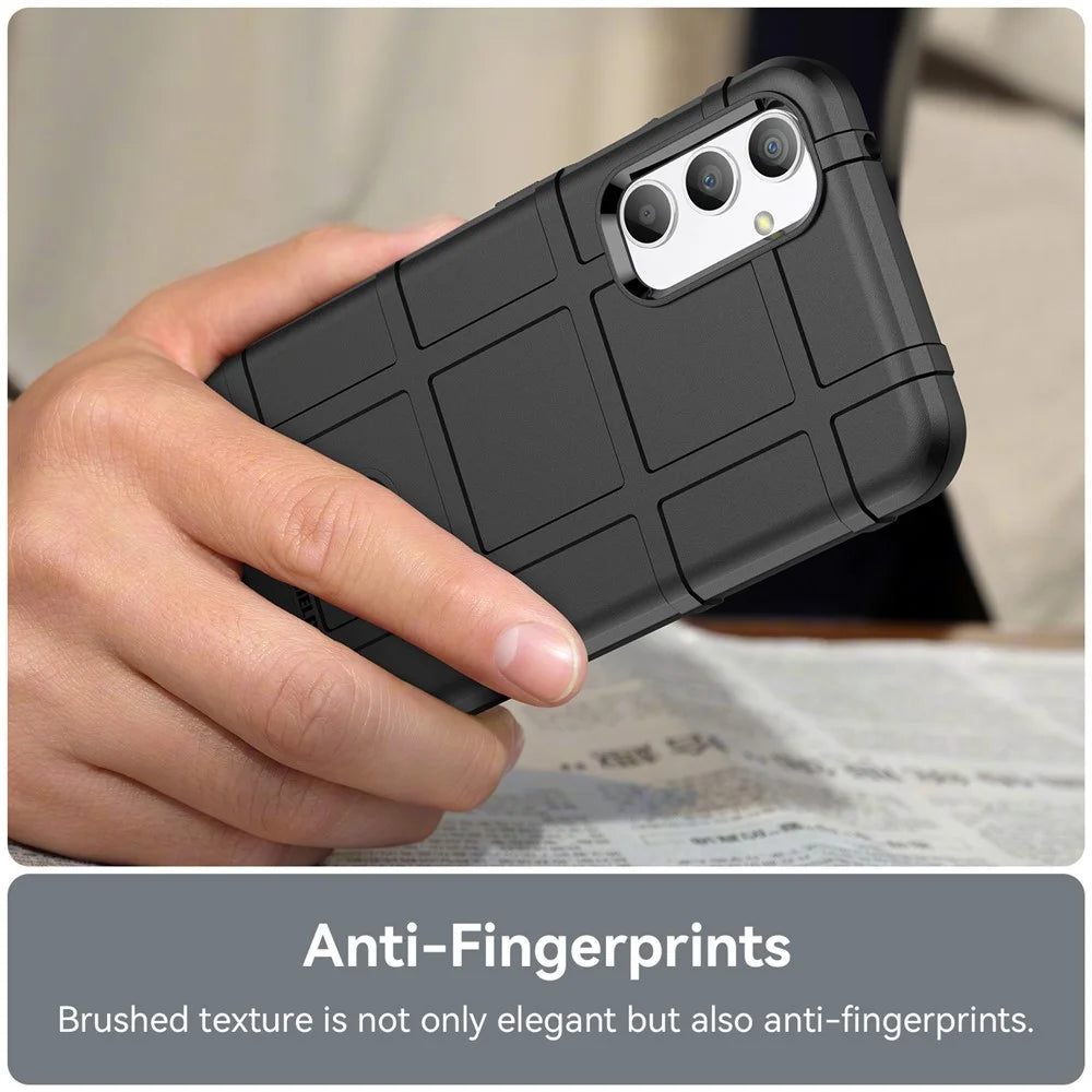 Phone Case for Samsung Galaxy A34 5G, Rugged Square Grid Texture Shockproof Soft TPU Back Cover - Black - 5