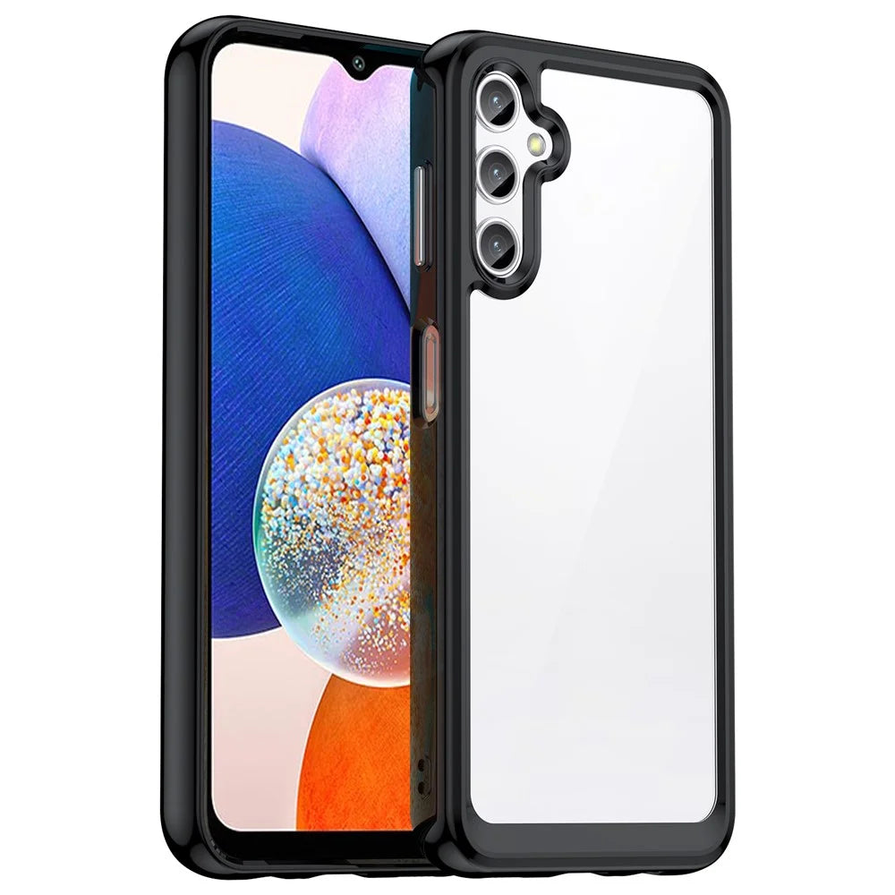 For Samsung Galaxy A14 5G / 4G Phone Case, Scratch Resistant TPU Bumper+Acrylic Back Shell Protective Cover - Black - 1