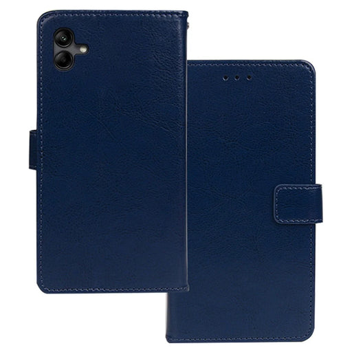 IDEWEI For Samsung Galaxy A04e 4G / F04 4G / M04 4G Crazy Horse Texture Well-protected PU Leather Phone Case Folio Flip Stand Wallet Cover - Blue - 1