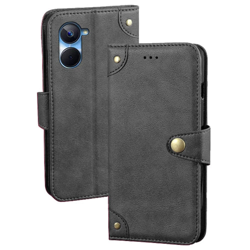 IDEWEI For Realme 10s 5G Scratch Resistant Fine Texture PU Leather Phone Case Wallet Stand Cell Phone Cover - Black - 1