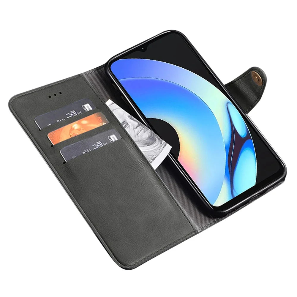 IDEWEI For Realme 10s 5G Scratch Resistant Fine Texture PU Leather Phone Case Wallet Stand Cell Phone Cover - Black - 2