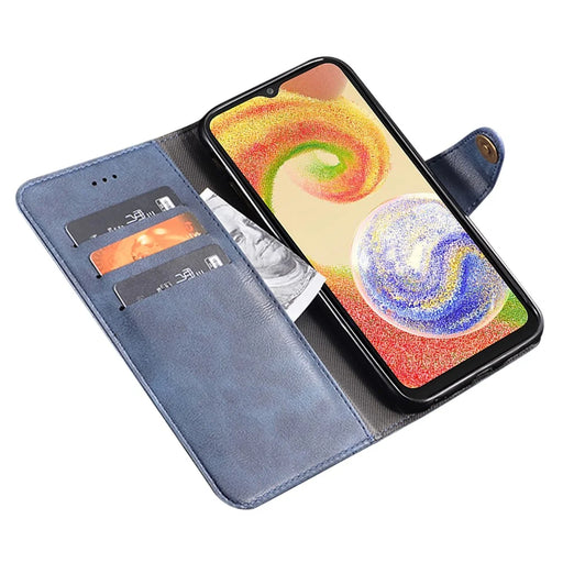 IDEWEI For Samsung Galaxy A04e 4G / F04 4G / M04 4G Shockproof Fine Texture PU Leather Phone Case Wallet Stand Cell Phone Cover - Blue - 2