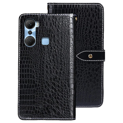 IDEWEI For Infinix Hot 12 Pro 4G Crocodile Texture PU Leather Viewing Stand Phone Flip Wallet Case Magnetic Clasp Phone Cover - Black - 1