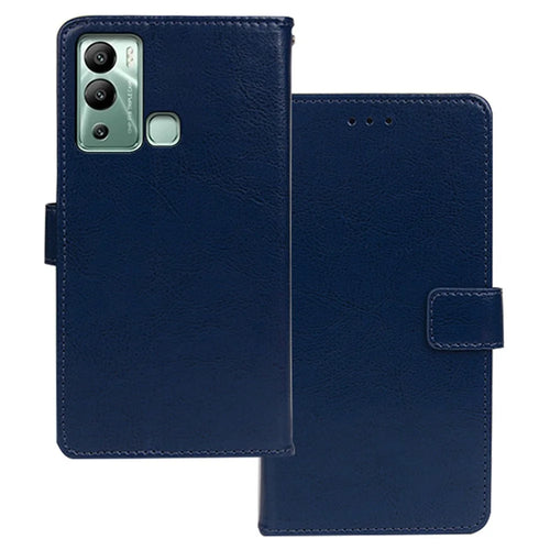 IDEWEI For Infinix Hot 12i 4G Crazy Horse Texture Well-Protected PU Leather Phone Case Folio Flip Viewing Stand Wallet Cover - Blue - 1