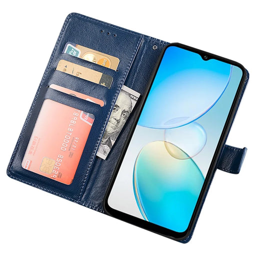 IDEWEI For Infinix Hot 12i 4G Crazy Horse Texture Well-Protected PU Leather Phone Case Folio Flip Viewing Stand Wallet Cover - Blue - 2