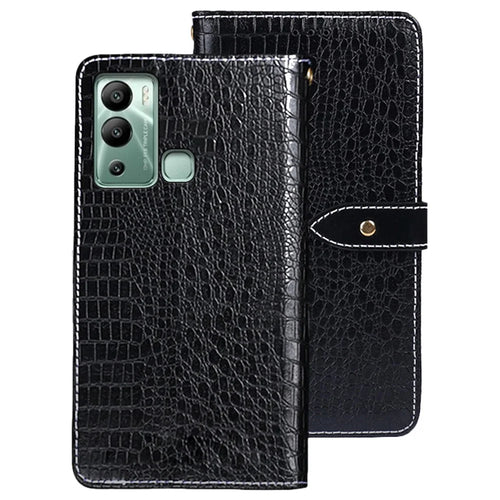 IDEWEI For Infinix Hot 12i 4G Crocodile Texture PU Leather Stand Full Protection Phone Flip Wallet Case Magnetic Clasp Phone Cover - Black - 1