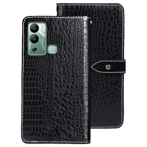 IDEWEI For Infinix Hot 12i 4G Crocodile Texture PU Leather Stand Full Protection Phone Flip Wallet Case Magnetic Clasp Phone Cover - Black - 1