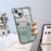 For iPhone 14 Cute Bear Electroplating Shockproof Phone Case Gradient Glitter Soft TPU Protective Cover - Green - 2