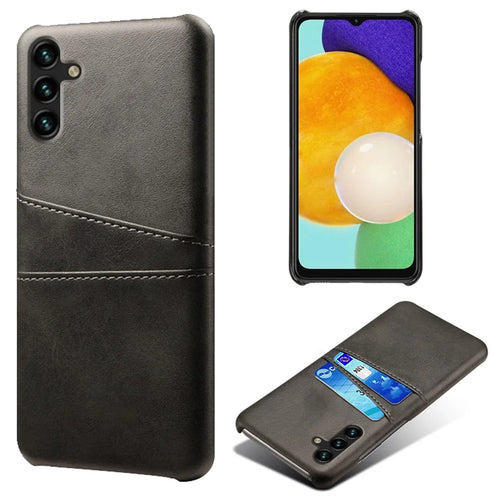 Phone Cover with Dual Card Slots For Samsung Galaxy A54 5G, Drop-proof PU Leather Coated Hard PC Scratch-resistant Phone Case - Black - 1