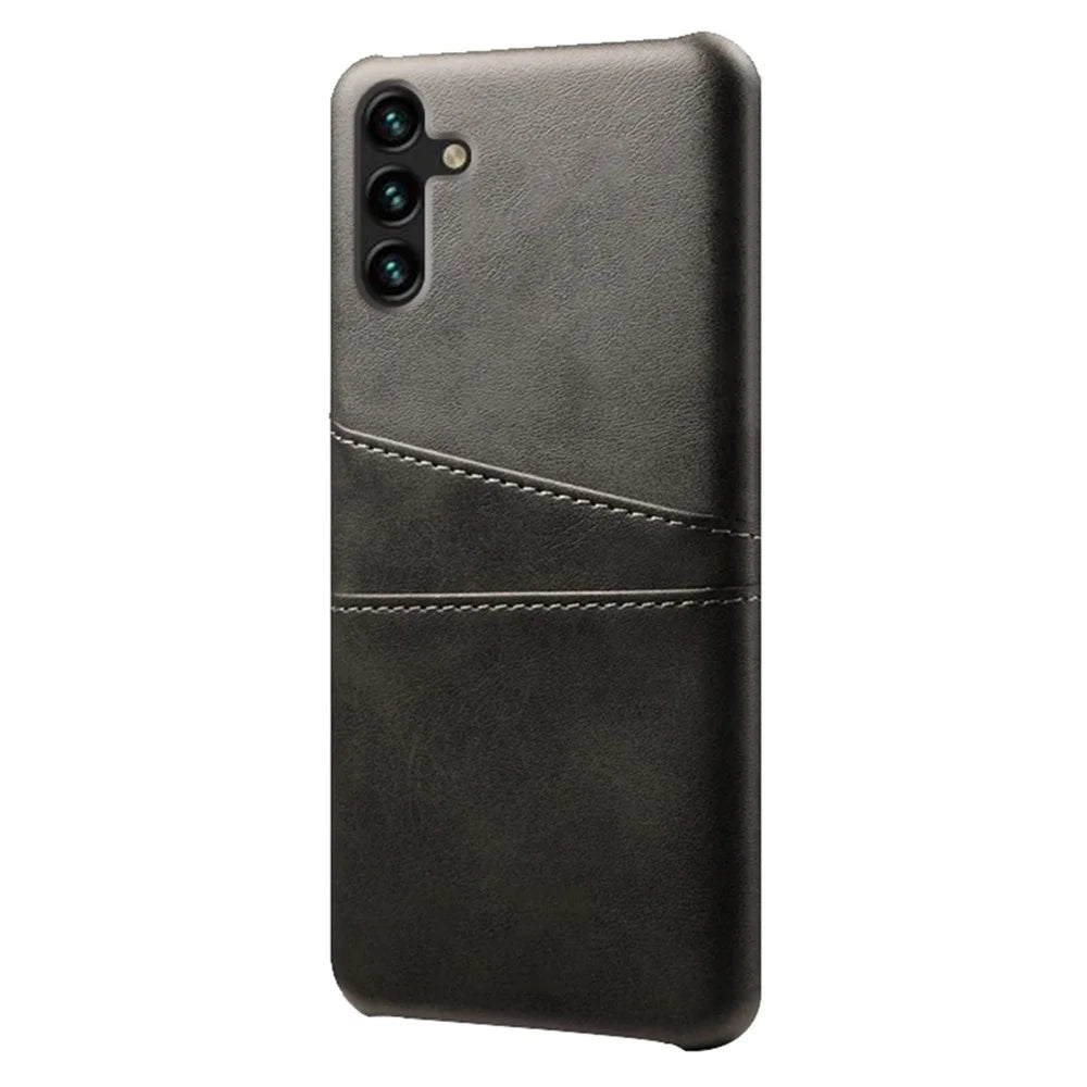 Phone Cover with Dual Card Slots For Samsung Galaxy A54 5G, Drop-proof PU Leather Coated Hard PC Scratch-resistant Phone Case - Black - 2