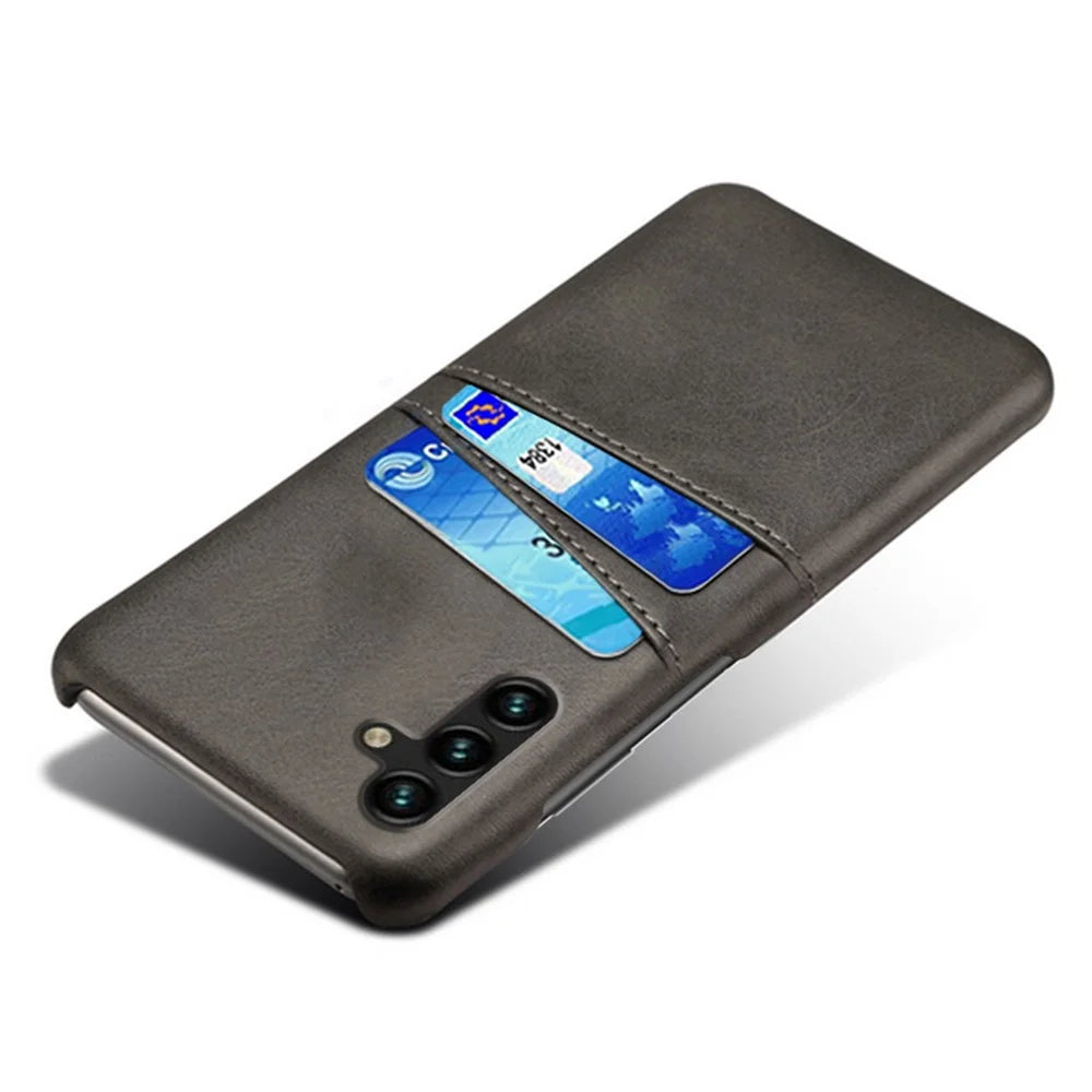 Phone Cover with Dual Card Slots For Samsung Galaxy A54 5G, Drop-proof PU Leather Coated Hard PC Scratch-resistant Phone Case - Black - 3