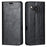 For Sharp Aquos Sense 7 Plus Supporting Stand Flip Wallet Crazy Horse Texture Genuine Leather Cover Magnetic Phone Case - Black - 1
