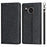 For Sharp Aquos Sense 7 Plus Scratch-resistant PU Leather Silk Texture Wallet Phone Case Stand Protector with Wrist Strap - Black - 1