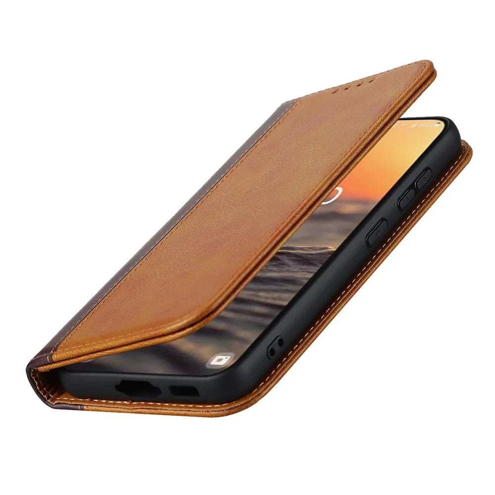 For Samsung Galaxy S23+ Phone Cover Bi-color Splicing Magnetic Closure PU Leather Calf Texture Stand Flip Wallet Case - Black / Yellow - 6