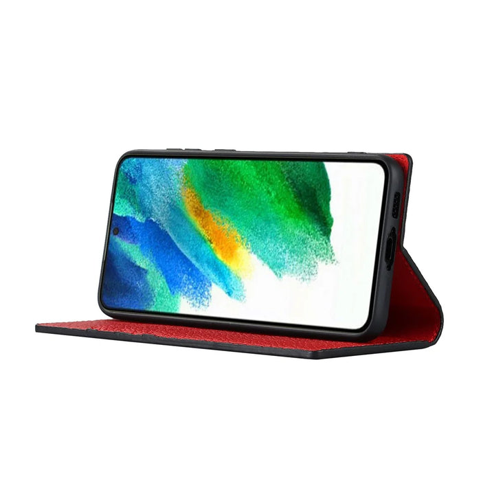 Genuine Leather+TPU Flip Cover for Samsung Galaxy S23+, Litchi Texture Wallet Stand Phone Protective Case Shell with Hand Strap - Black - 3