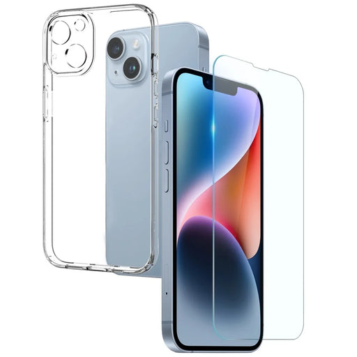 NORTHJO For iPhone 14 2-in-1 Protective TPU Mobile Phone Case + Anti-fingerprint Tempered Glass Screen Protector - Transparent - 1
