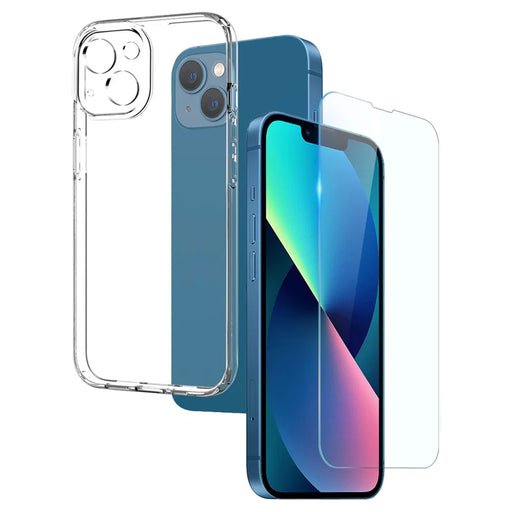 NORTHJO For iPhone 13 6.1 inch 2-in-1 Drop-proof Anti-scratch Soft TPU Phone Case + Sensitive Touch Ultra Clear Tempered Glass Screen Protector - Transparent - 1