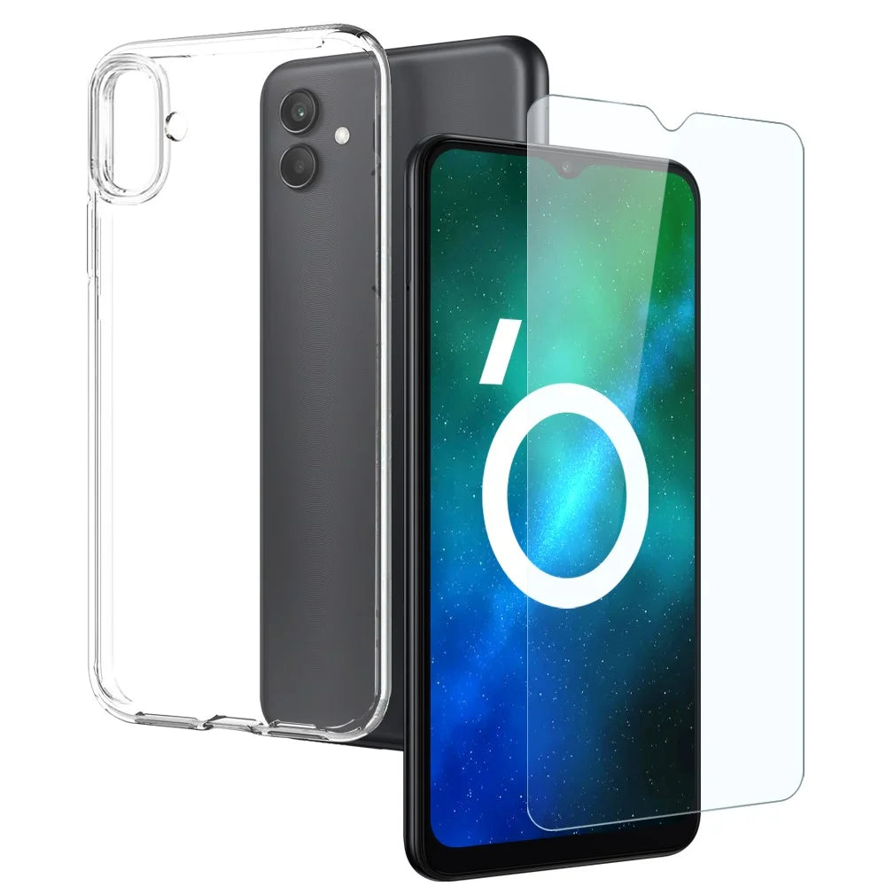 NORTHJO For Samsung Galaxy A04 4G (164.4 x 76.3 x 9.1 mm) 2-in-1 Anti-fall Soft TPU Phone Cover + Anti-scratch Anti-explosion Tempered Glass Screen Protector - Transparent - 1
