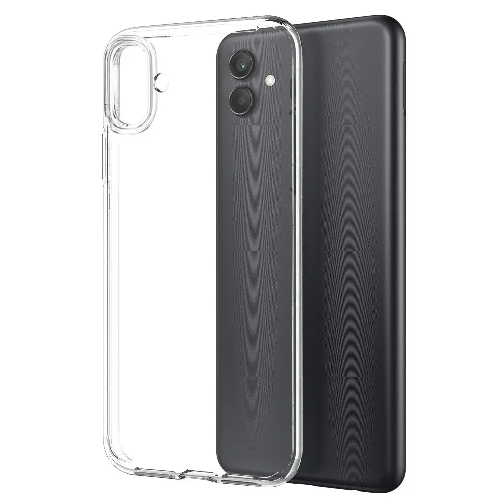 NORTHJO For Samsung Galaxy A04 4G (164.4 x 76.3 x 9.1 mm) 2-in-1 Anti-fall Soft TPU Phone Cover + Anti-scratch Anti-explosion Tempered Glass Screen Protector - Transparent - 2