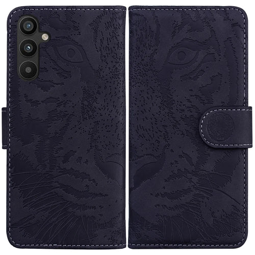 For Samsung Galaxy A34 5G Magnetic Clasp Phone Case Tiger Pattern Imprinted Wallet PU Leather Stand Protective Phone Shell - Black - 1