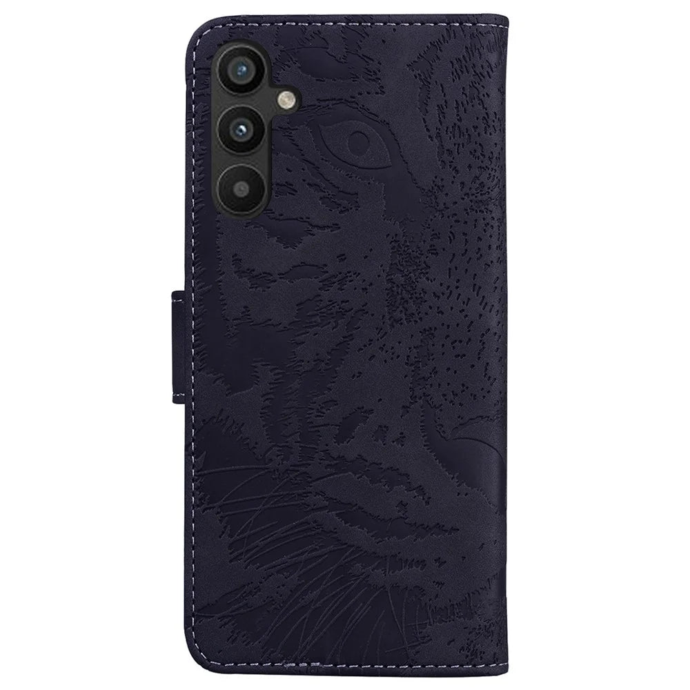 For Samsung Galaxy A34 5G Magnetic Clasp Phone Case Tiger Pattern Imprinted Wallet PU Leather Stand Protective Phone Shell - Black - 7