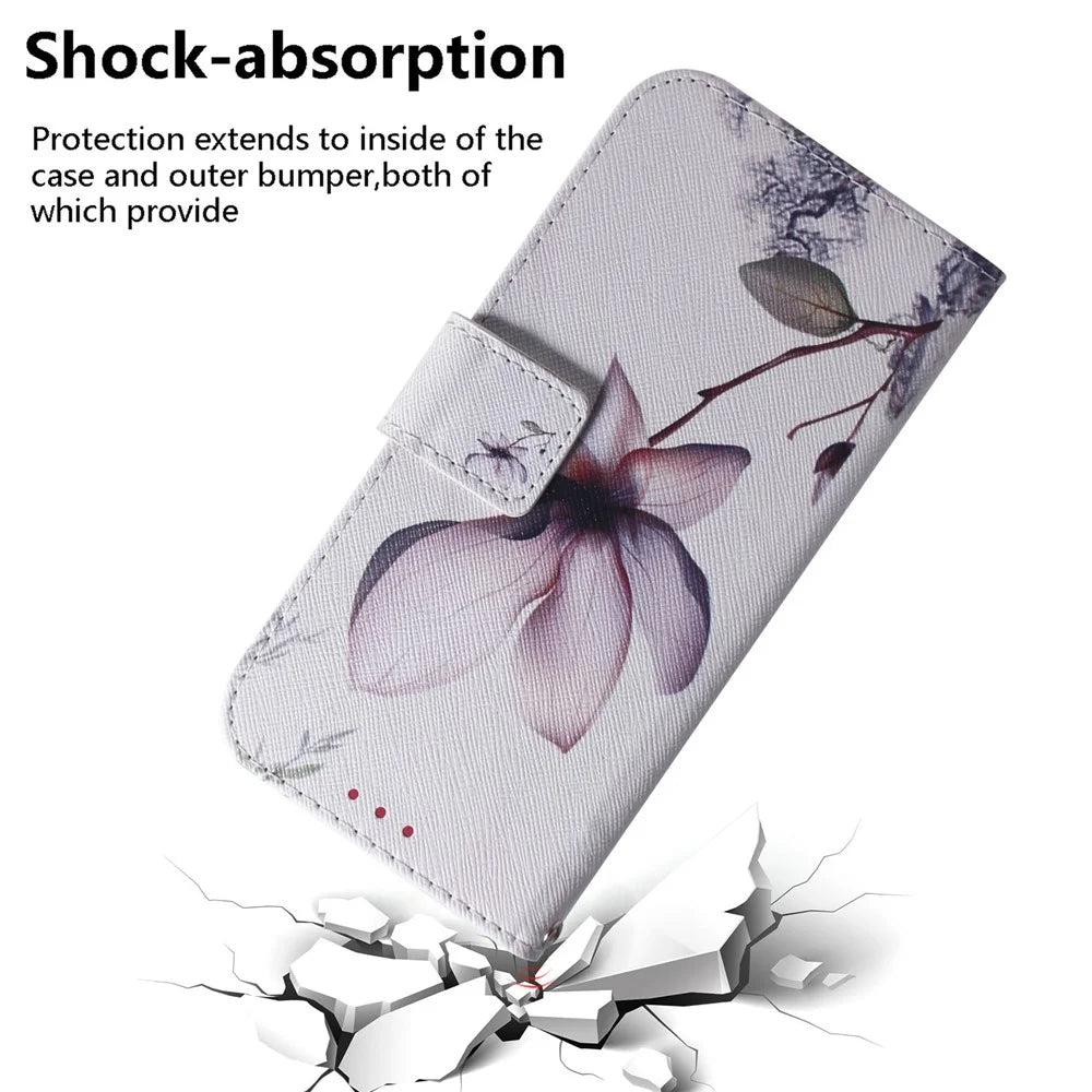 For Samsung Galaxy A54 5G PU Leather Magnetic Closure Pattern Printing Case Stand Wallet Flip Phone Cover - Pink Flower - 5