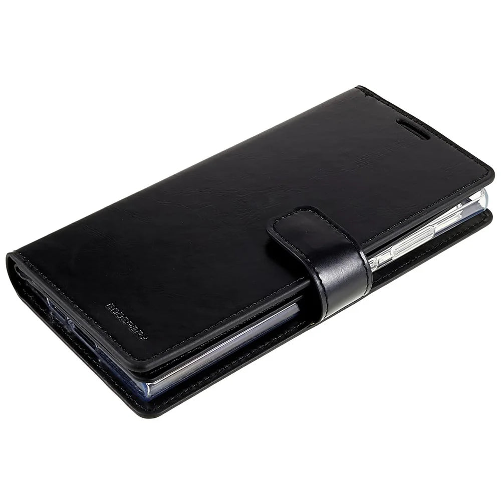 MERCURY GOOSPERY Mansoor Series for Samsung Galaxy S23 Ultra Cell Phone Case Anti-Drop Wallet Multiple Card Slots Leather Phone Cover - Black - 6