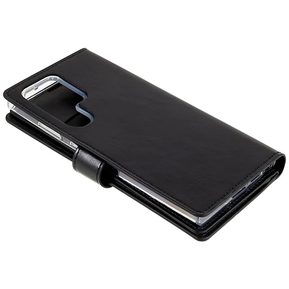 MERCURY GOOSPERY Mansoor Series for Samsung Galaxy S23 Ultra Cell Phone Case Anti-Drop Wallet Multiple Card Slots Leather Phone Cover - Black - 7