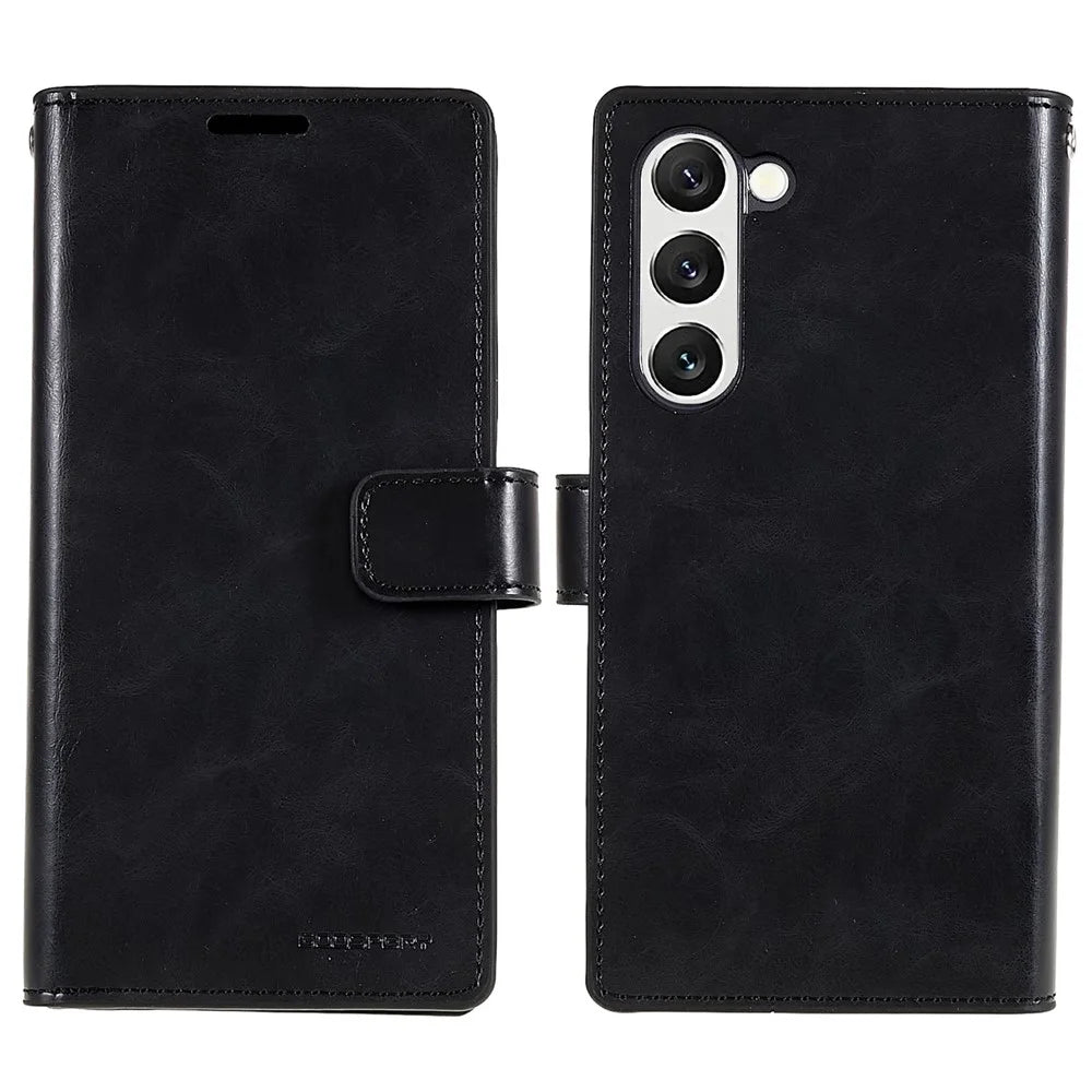 MERCURY GOOSPERY Mansoor Series for Samsung Galaxy S23 Multiple Card Slots Leather Phone Case Anti-scratch Wallet Cover - Black - 1