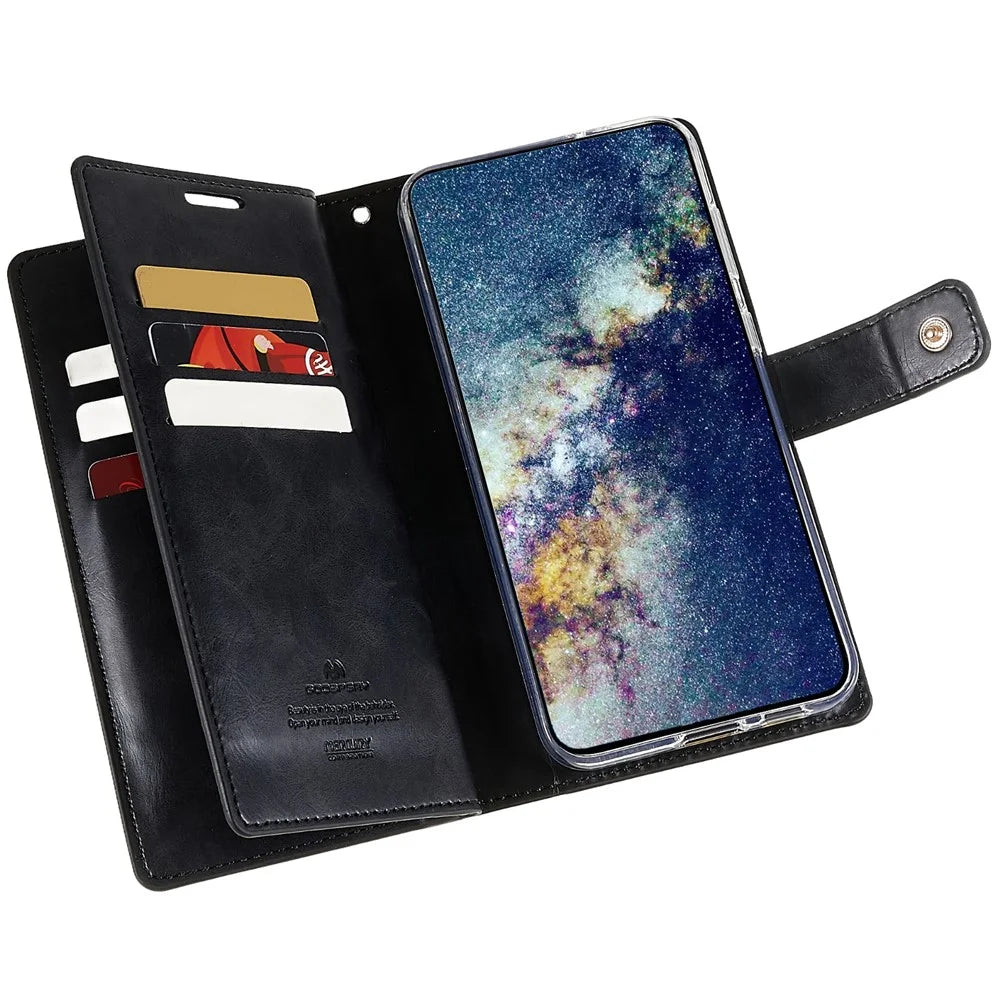 MERCURY GOOSPERY Mansoor Series for Samsung Galaxy S23 Multiple Card Slots Leather Phone Case Anti-scratch Wallet Cover - Black - 4