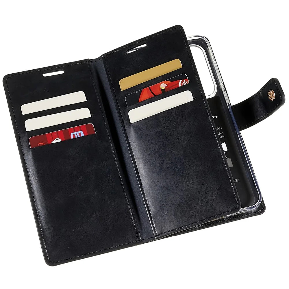 MERCURY GOOSPERY Mansoor Series for Samsung Galaxy S23 Multiple Card Slots Leather Phone Case Anti-scratch Wallet Cover - Black - 5