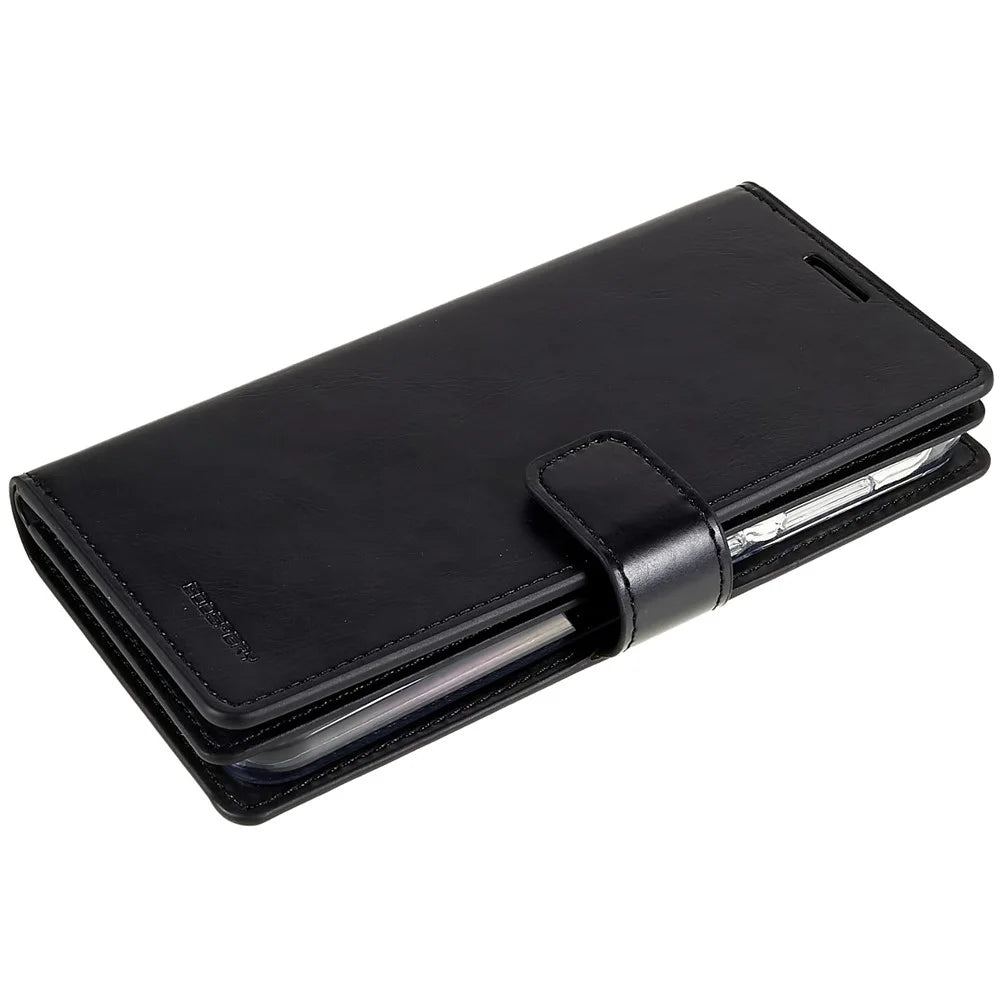 MERCURY GOOSPERY Mansoor Series for Samsung Galaxy S23 Multiple Card Slots Leather Phone Case Anti-scratch Wallet Cover - Black - 6