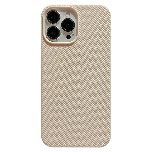 For iPhone 13 Pro Max 6.7 inch Woven Texture Soft TPU Back Case Shockproof Phone Cover - Apricot - 1