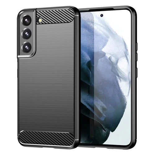 For Samsung Galaxy S23+ Carbon Fiber Texture Soft TPU Case Drop-proof Brushed Phone Cover - Black - 1