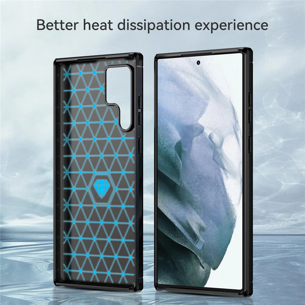 For Samsung Galaxy S23 Ultra Anti-scratch Carbon Fiber Texture Phone Cover Brushed Flexible TPU Back Cover - Black - 5