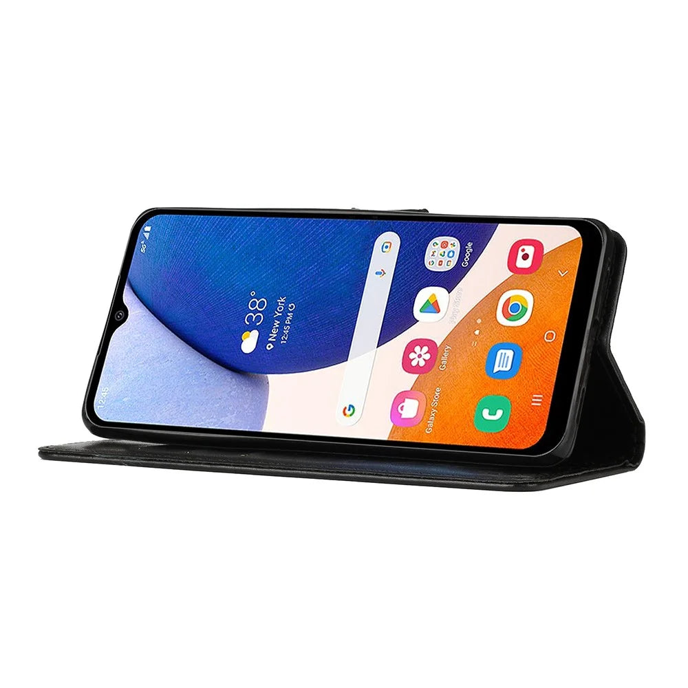 For Samsung Galaxy A54 5G Anti-drop Flower Butterfly Imprinted Flip Phone Cover Shockproof PU Leather Phone Case Wallet Stand - Black - 3