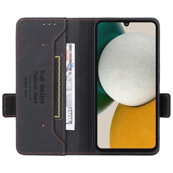Scratch Proof Phone Cover for Samsung Galaxy A34 5G, Hardware Decor Dual Magnetic Clasp Wallet Foldable Stand PU Leather Phone Case - Black - 2