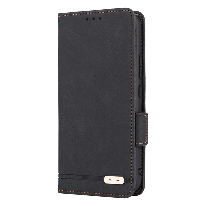 Scratch Proof Phone Cover for Samsung Galaxy A34 5G, Hardware Decor Dual Magnetic Clasp Wallet Foldable Stand PU Leather Phone Case - Black - 5