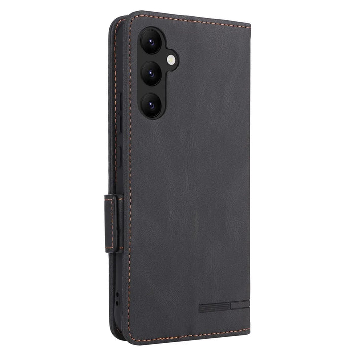 Scratch Proof Phone Cover for Samsung Galaxy A34 5G, Hardware Decor Dual Magnetic Clasp Wallet Foldable Stand PU Leather Phone Case - Black - 6
