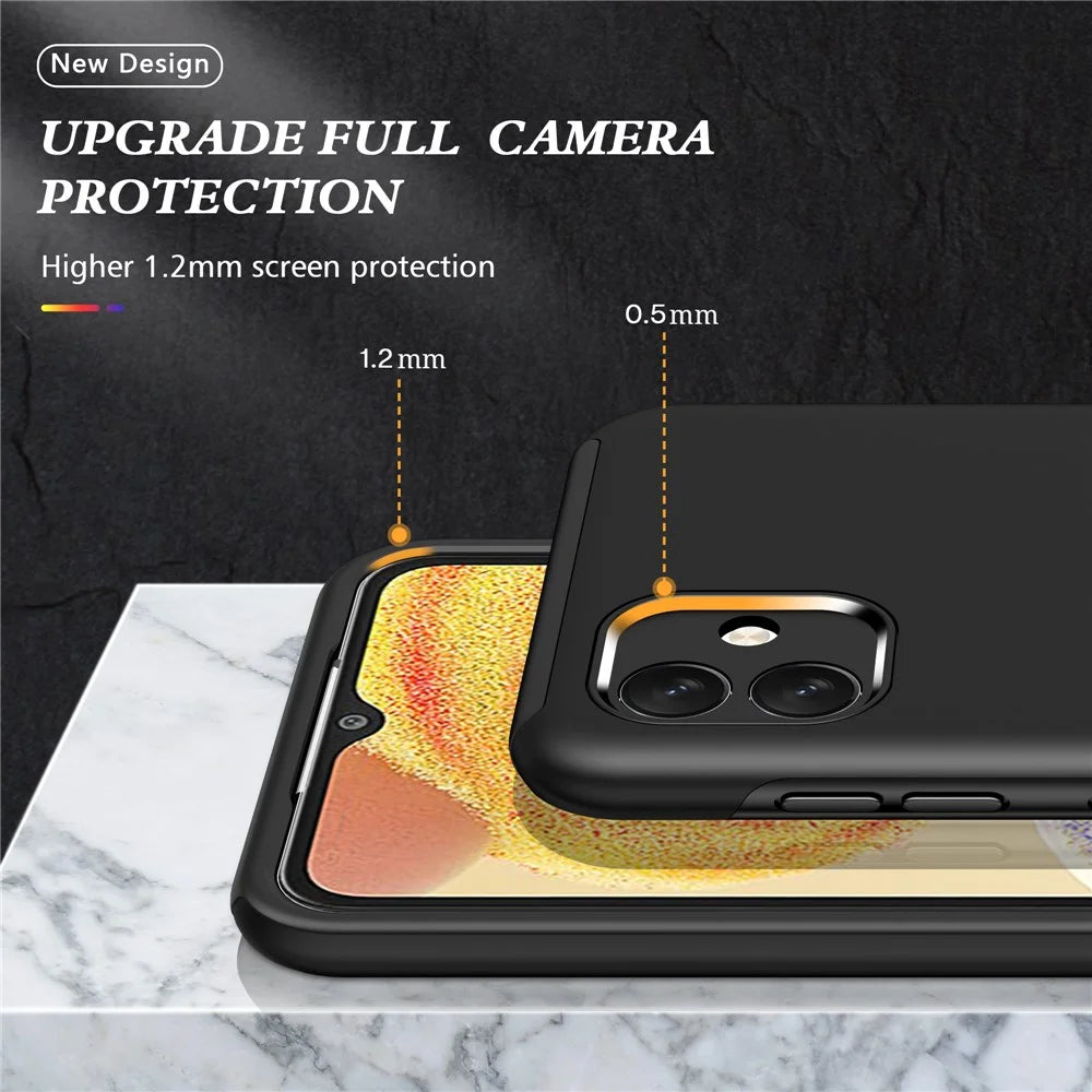 For Samsung Galaxy A04 4G (164.4 x 76.3 x 9.1 mm) Rotary Ring Kickstand Phone Case Hard PC+Soft TPU Anti-drop Cover - Black - 5