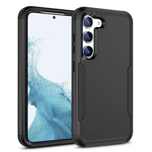 For Samsung Galaxy S23 Commuter Series 3-in-1 Phone Case TPU Hard PC Anti-scratch Mobile Phone Back Cover - Black - 1