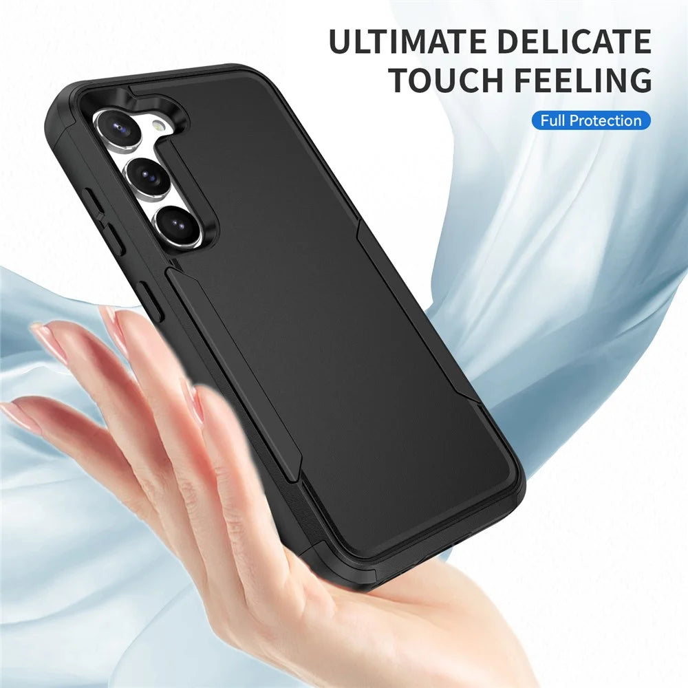 For Samsung Galaxy S23 Commuter Series 3-in-1 Phone Case TPU Hard PC Anti-scratch Mobile Phone Back Cover - Black - 3