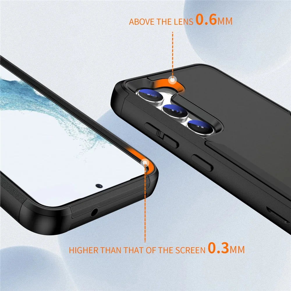 For Samsung Galaxy S23 Commuter Series 3-in-1 Phone Case TPU Hard PC Anti-scratch Mobile Phone Back Cover - Black - 4