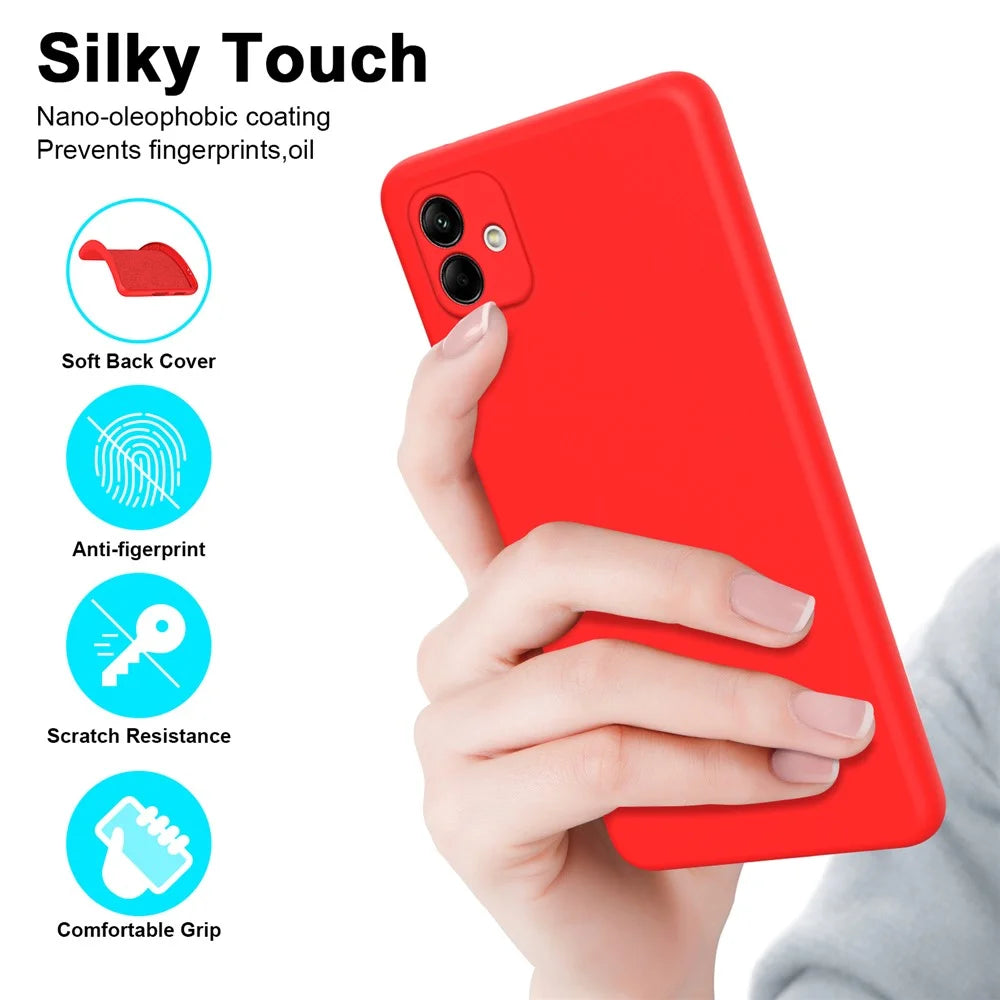 For Samsung Galaxy A04 4G (164.4 x 76.3 x 9.1 mm) Fiber Lining Rubberized TPU Anti-scratch Back Cover 2.2mm Thickness Phone Protective Case - Black - 4