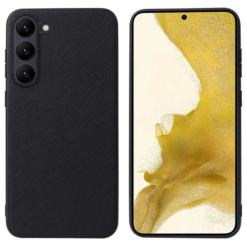 For Samsung Galaxy S23 Textured PU Leather Hybrid Slim Case Soft TPU Hard PC Protective Phone COVER with Ultra Fibrillar Lining - Cross Texture - 1