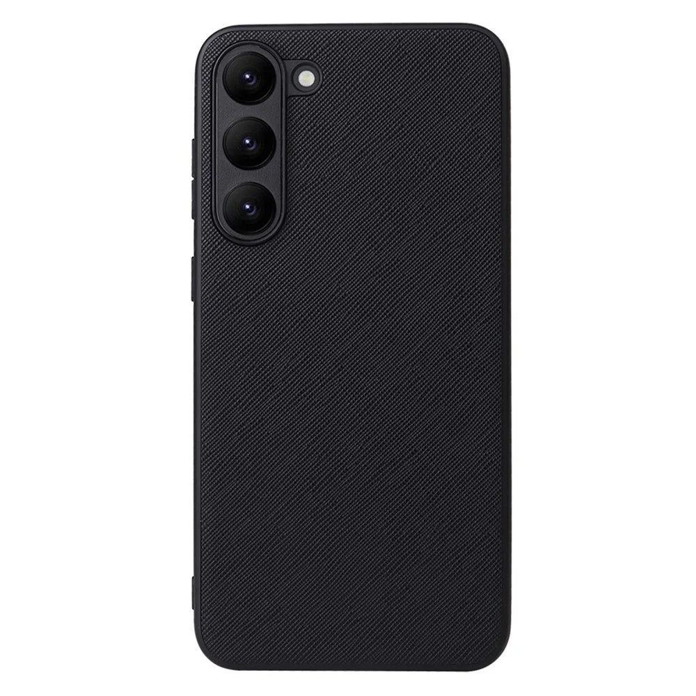For Samsung Galaxy S23 Textured PU Leather Hybrid Slim Case Soft TPU Hard PC Protective Phone COVER with Ultra Fibrillar Lining - Cross Texture - 2