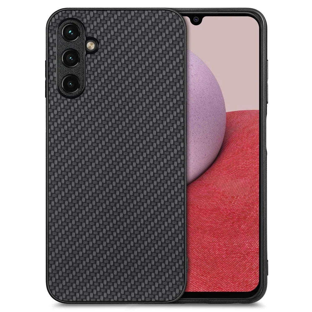 Anti-scratch Phone Case For Samsung Galaxy A14 5G / A14 4G Carbon Fiber Texture PU Leather Coated Soft TPU Anti-fall Phone Cover - Black - 1