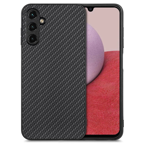 Anti-scratch Phone Case For Samsung Galaxy A14 5G / A14 4G Carbon Fiber Texture PU Leather Coated Soft TPU Anti-fall Phone Cover - Black - 1