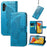 For Samsung Galaxy A14 5G / A14 4G Case Imprinted Butterfly Pattern PU Leather Wallet Cover Stand with Strap - Blue - 5