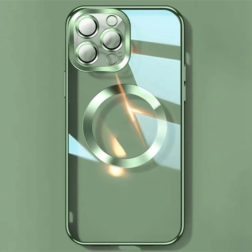YOOBAO Mobile Phone Case for iPhone 14 Pro Max, Compatible with MagSafe Drop-proof Camera Protection Frame Clear Silicone Phone Cover - Green - 1